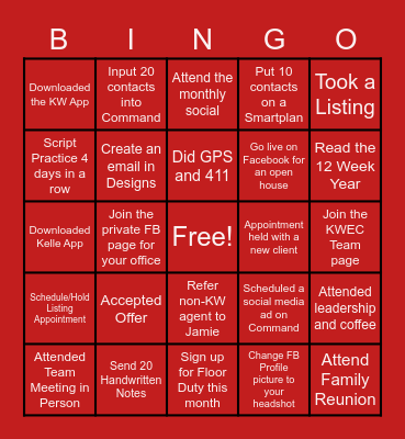 KWEC BINGO Card