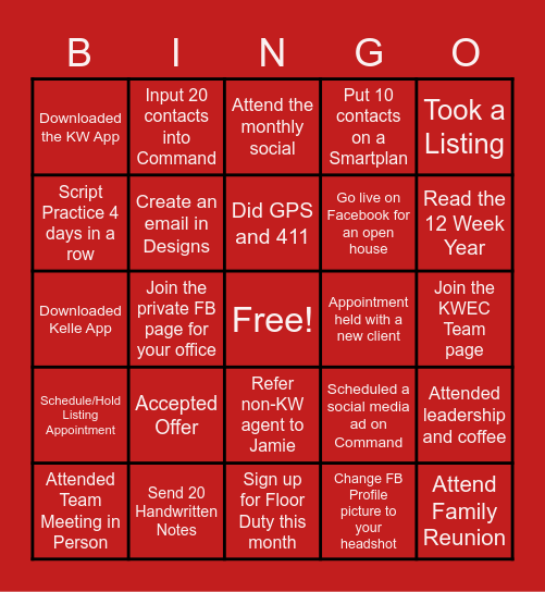 KWEC BINGO Card