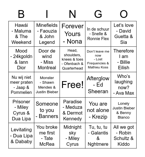 De ‘Lock-down-Music’ Bingo!!! Bingo Card