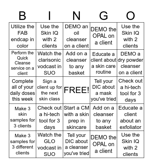 SkinCare BINGO!! Bingo Card