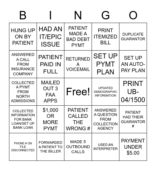 SBO BINGO Card