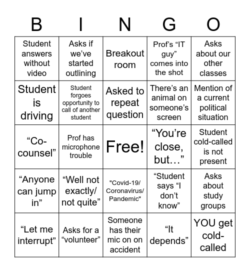 Torts II Bingo Card