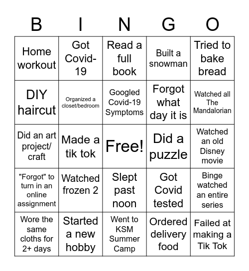 2020 Bingo Card