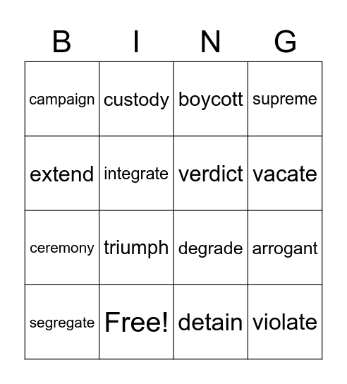 Book 6: Lesson 2 Bingo Card