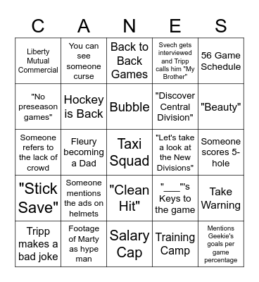 Opening Night Bingo Card