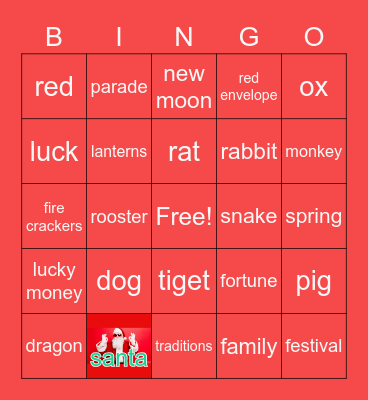 Chinese Zodiac Bingo Card