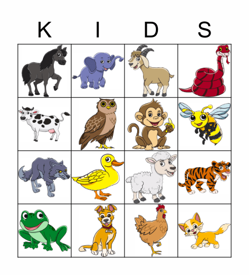 Can you guess the animal? Bingo Card