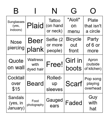 My First Date Has A First Name... It's B-I-N-G-O Bingo Card