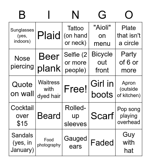 My First Date Has A First Name... It's B-I-N-G-O Bingo Card