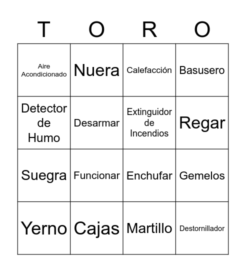 TORO Bingo Card