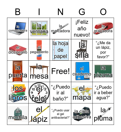 Frases para la Clase Bingo Card