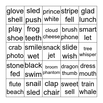 Phonics Race Bingo Card Bingo Card