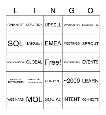 MARKETING LINGO Bingo Card