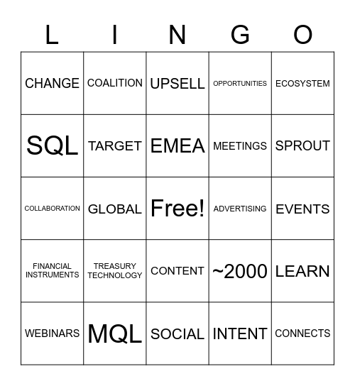 MARKETING LINGO Bingo Card
