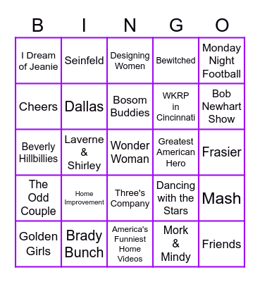 Name That TV Tune Bingo Card