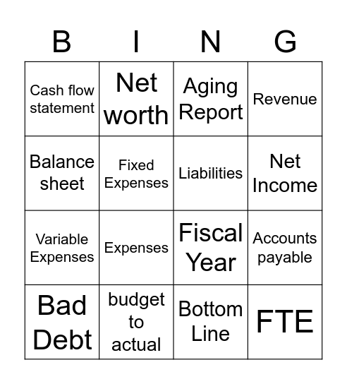 Fiscal Terms Bingo Card