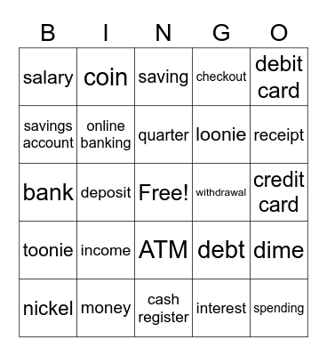 Money Matters Bingo Card