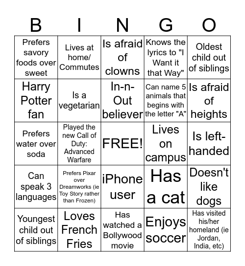 MSA Bingo Card