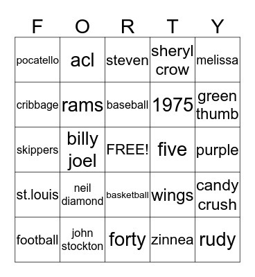 All about Matt Bingo Card