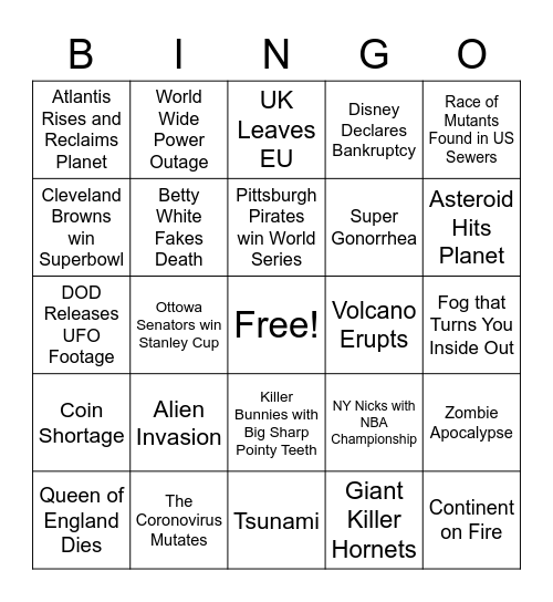 2020 Bingo Card