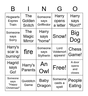 Harry Potter Bingo!! Bingo Card