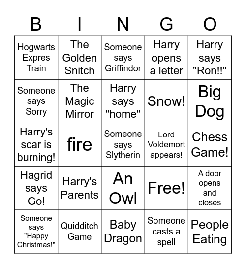 Harry Potter Bingo!! Bingo Card