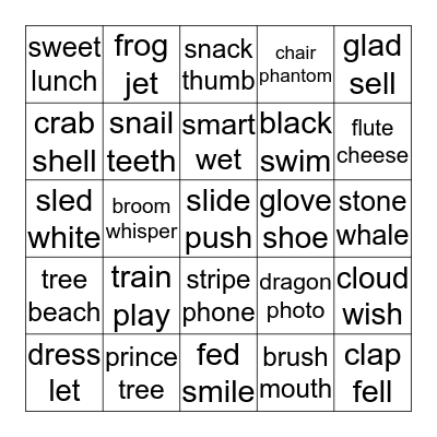 Phonics Race Bingo Card Bingo Card