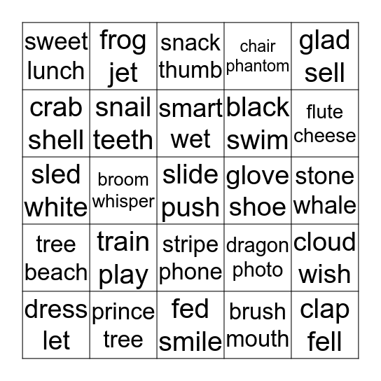 Phonics Race Bingo Card Bingo Card