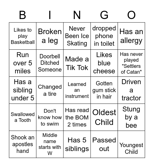 Ice Breaker Bingo Card