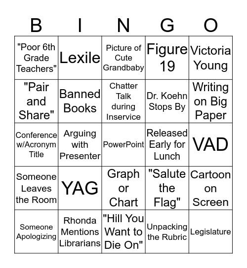 Professional Development 2015 Bingo Card