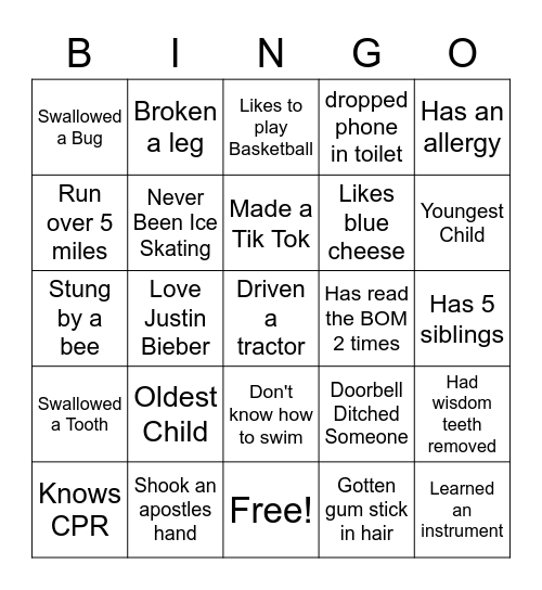 Ice Breaker Bingo Card