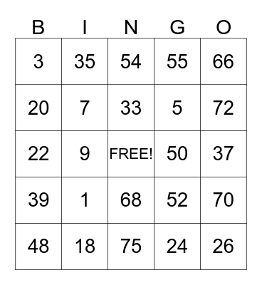 Stepping Stones Bingo  Bingo Card