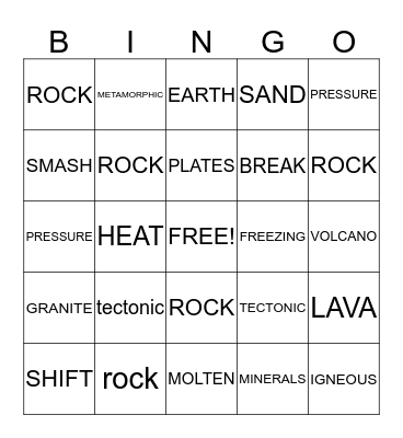 Rock Video Bingo Card