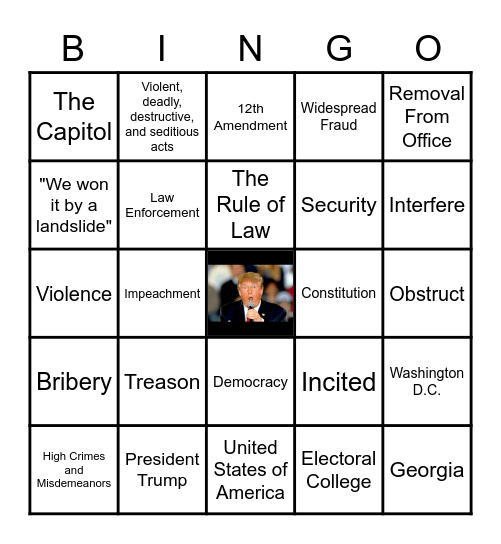 Articles of Impeachment Bingo Card