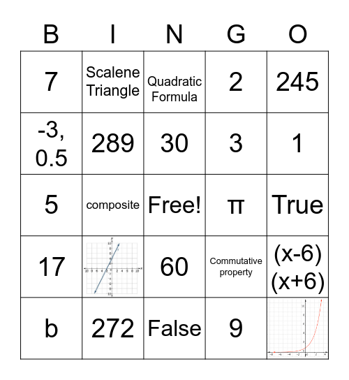 * Math Bingo! * Bingo Card