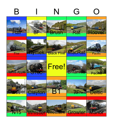 Swanage Railway Bingo Card