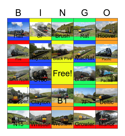 Swanage Railway Bingo Card