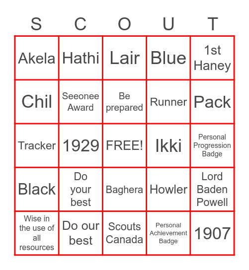 1st Haney Cub Pack Bingo! Bingo Card