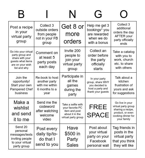 Pampered Chef Bingo Cards to Download, Print and Customize!