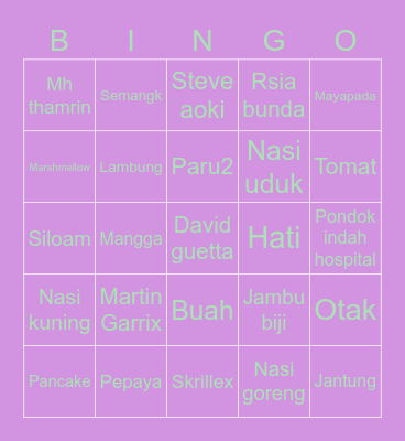 L Bingo Card