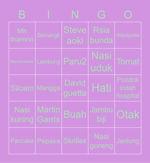 L Bingo Card