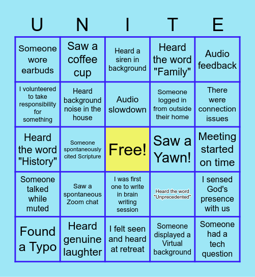 Name Bingo Card