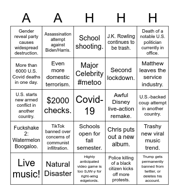 2021 NIGHTMARE BINGO Card