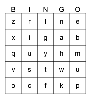 Phonics Bingo Card