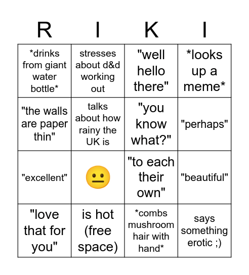 hehehe Bingo Card