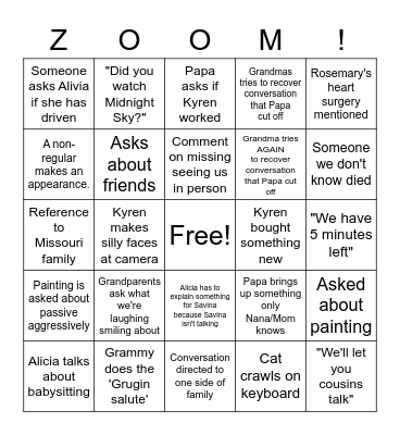 ZOOM BINGO Card