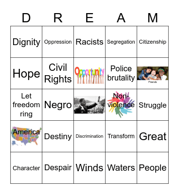 Dr. Martin Luther King, Jr. Bingo Card