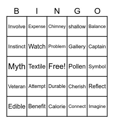 Upper Grade Sight words Bingo Card