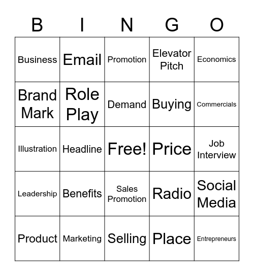 Marketing Second Quarter BINGO Card