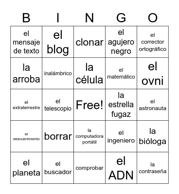 La ciencia y la tecnología Bingo Card